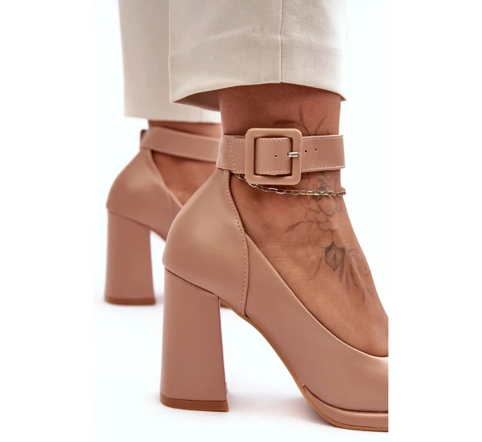 Lodičky na vysokém podpatku s přezkou, béžová Idovana