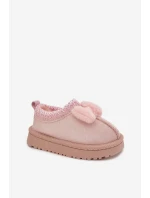 Dětské sněhule s výšivkou a mašličkou Daven – růžové Dětské sněhule s výšivkou a mašličkou Daven – růžové