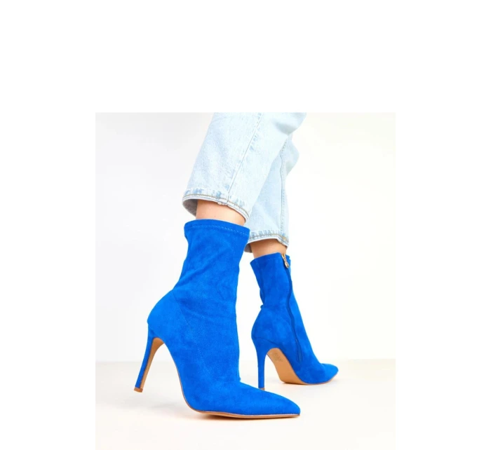 Dámské kotníkové boty na jehlovém podpatku AX-121 Královská modř - COMER Dámské kotníkové boty na jehlovém podpatku AX-121 Královská modř - COMER