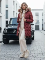 Dámská zimní bunda VIRELIA prošívaná bunda s kapucí bordó FashionStreet TY4935 Dámská zimní bunda VIRELIA prošívaná bunda s kapucí bordó FashionStreet TY4935