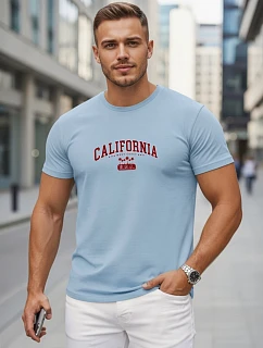 Pánské bavlněné tričko s potiskem „California“ v modré barvě, FashionStreet NX5140R