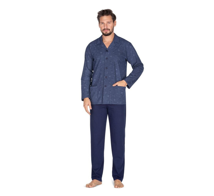 Pánské pyžamo model 18988445 modré s knoflíky - Regina