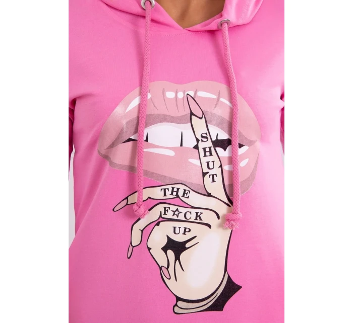 Šaty s delšími zády a barevným světle růžovým potiskem