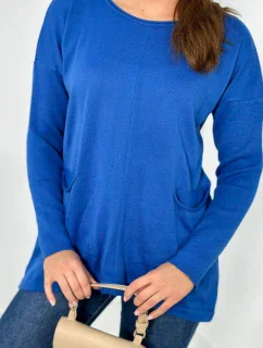 Svetr s předními kapsami chrpově modrá
