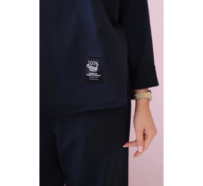 Bavlněná mikina kalhoty set námořnictvo