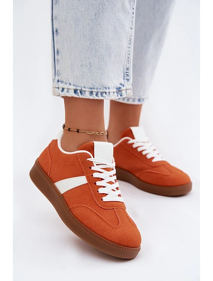 Dámské tenisky z imitace semiše oranžové model 22133860 - Boto