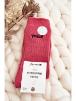 Dámské teplé ponožky s růžovým nápisem Dámské teplé ponožky s růžovým nápisem