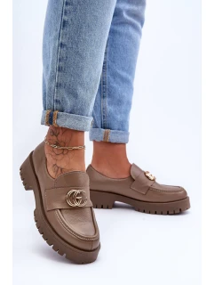 Dámské kožené polobotky s ozdobou tmavě béžové Rosefalls