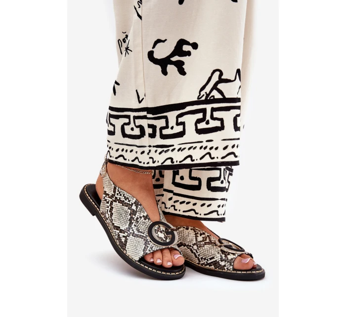 Ploché sandály s ozdobou vzor model 21685693 - Boto Ploché sandály s ozdobou vzor model 21685693 - Boto