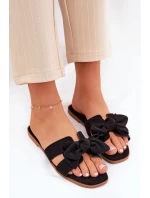 Ploché Dámské Pantofle S Mašlí Černé Tobin