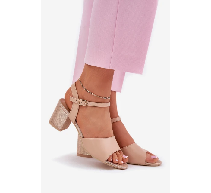 Dámské sandály na podpatku model 21695205 béžové - VINCEZA