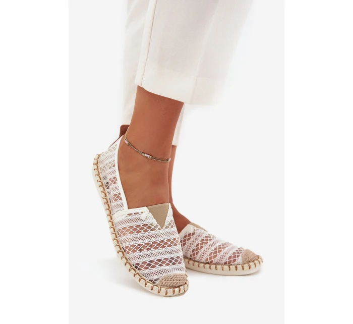 Dámské Krajkové Espadrilky S Síťkou Bílé Faylira