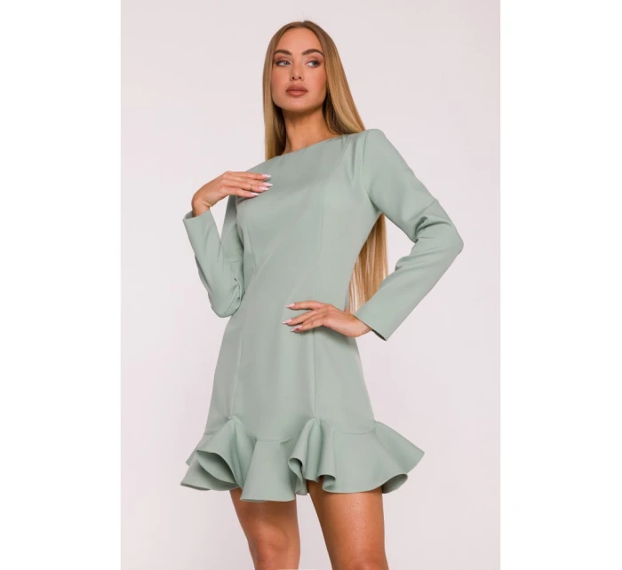 M880 Šaty s volánkovým lemem - mátové M880 Šaty s volánkovým lemem - mátové