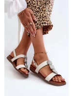 Dámské ploché sandály s ozdobami Sergio Leone White Dámské ploché sandály s ozdobami Sergio Leone White