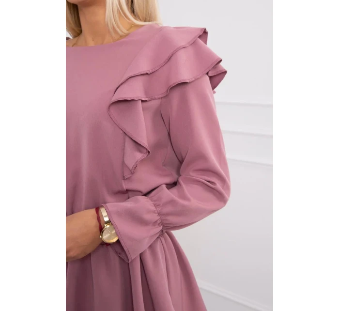 Dámské šaty se volány tmavě růžové  model 20298086 - Kesi