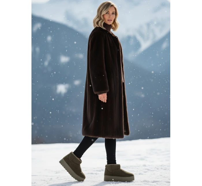 Dámské látkové sněhule s kožešinou zelené FashionStreet ZY1254