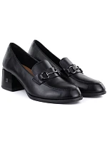 Dámské kožené boty na podpatku black model 22097233 - VINCEZA