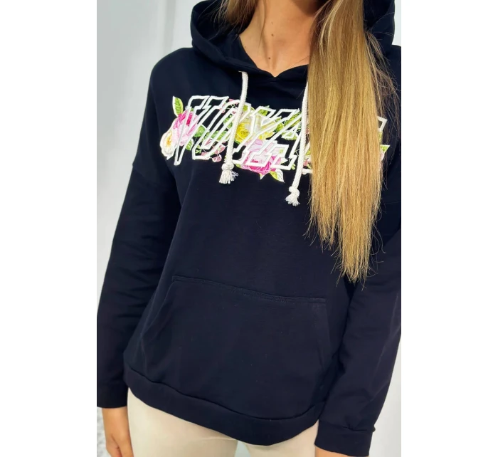 Mikina s nápisem Voyage černý Mikina s nápisem Voyage černý