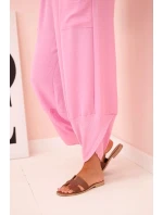 Komplet z viskózy halenka + kalhoty světle růžová