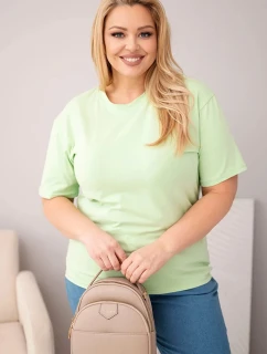 Dámská bavlněná halenka Plus Size s krátkým rukávem basic jablková