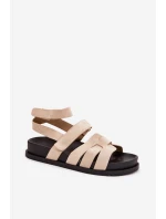 Eko Semišové Sandály Dámské S Béžové model 21699103 - Boto Eko Semišové Sandály Dámské S Béžové model 21699103 - Boto