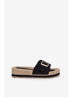 Dámské Sandały Na Platformě Se Zlatou Přezkou Černé model 21702342 - Boto Dámské Sandały Na Platformě Se Zlatou Přezkou Černé model 21702342 - Boto