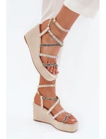 Dámské Sandály Na Klínu Se Na Béžové model 21702856 - Boto Dámské Sandály Na Klínu Se Na Béžové model 21702856 - Boto