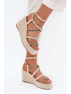 Dámské Sandály Na Klínu Se Na Béžové model 21702856 - Boto