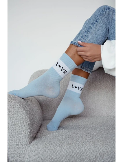 Dámské bavlněné ponožky LOVE modré