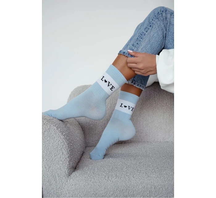 Dámské bavlněné ponožky LOVE modré
