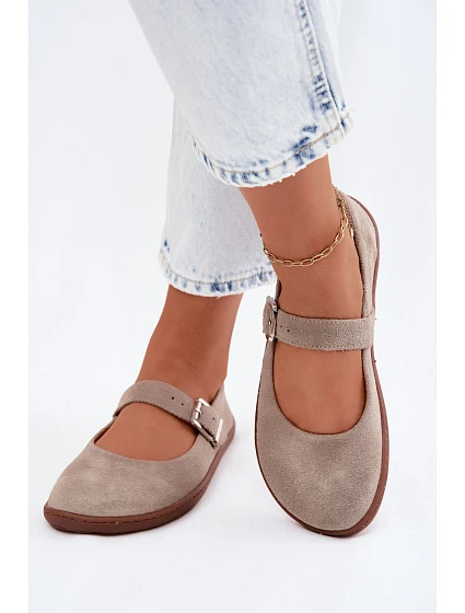 Baleríny Barefoot z přírodní semiš Zazoo 316 Cappuccino