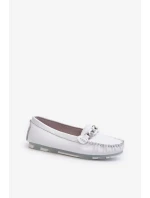 Dámské kožené mokasíny s ozdobou, bílá S.Barski Dámské kožené mokasíny s ozdobou, bílá S.Barski