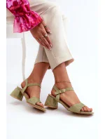 Dámské sandály na bloku z ekologického semiše, zelená Leisha Dámské sandály na bloku z ekologického semiše, zelená Leisha