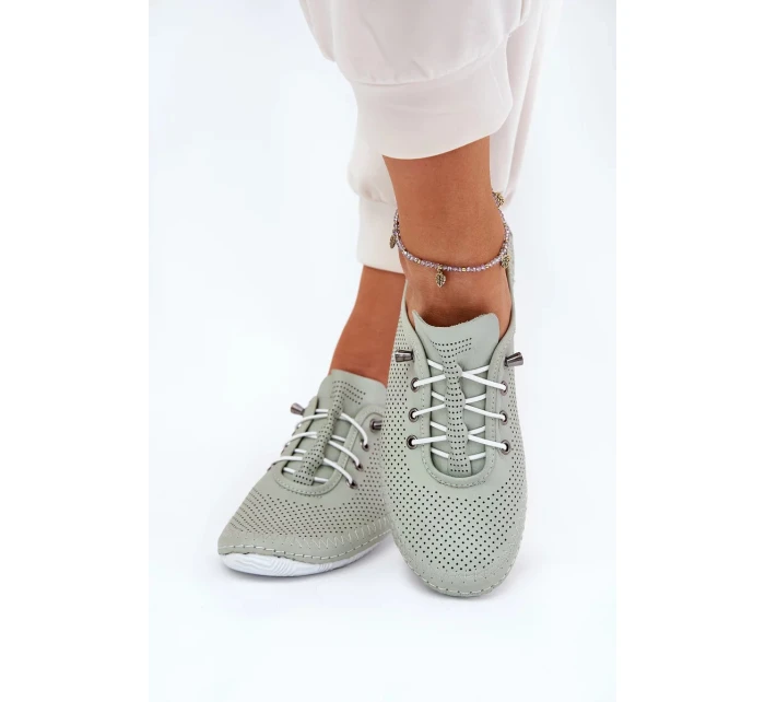 Dámské polobotky z přírodní kůže Artiker – světle zelené