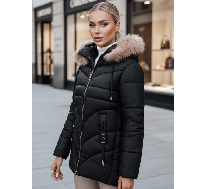 Dámská zimní bunda MELOMA prošívaná s kapucí černá FashionStreet TY4713