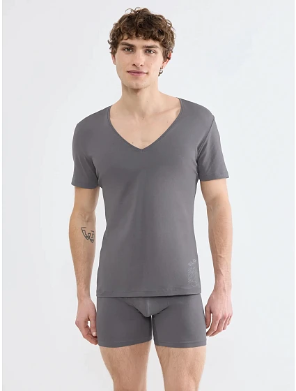 Pánské tričko SLG Base V Neck Shirt šedé Shiver - SLOGGI Pánské tričko SLG Base V Neck Shirt šedé Shiver - SLOGGI