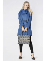 Světle modrý krátký dámský kabát s kapucí model 16292881 - Ann Gissy