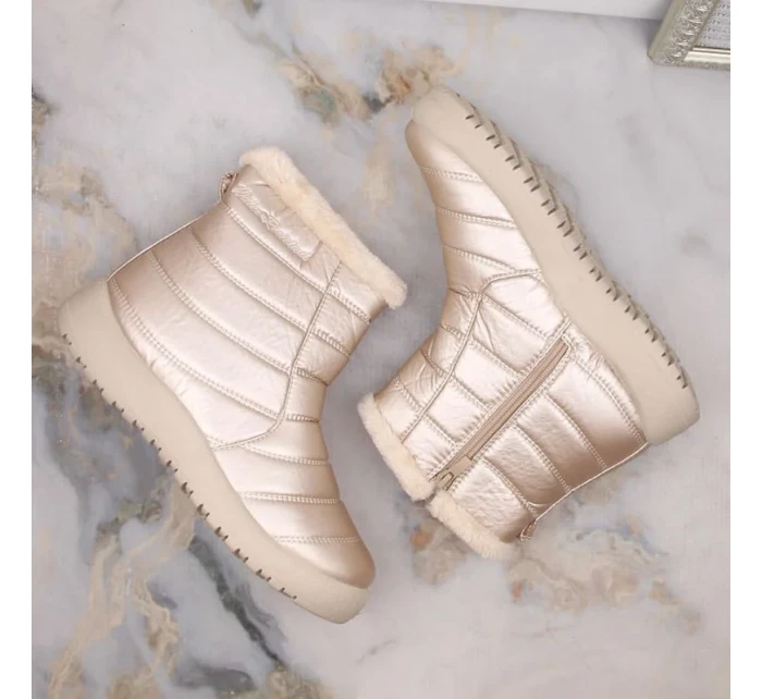 Novinky W EVE181E béžové nepromokavé lakované sněhule