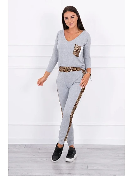 Sada s leopardím potiskem šedá Sada s leopardím potiskem šedá