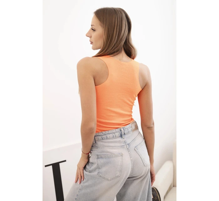 Dámská pruhovaná tílko s ozdobnou nášivkou meruňková