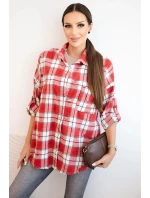 Dámská kostkovaná bavlněná košile s efektem obnošení červená Dámská kostkovaná bavlněná košile s efektem obnošení červená