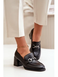 Elegantní Dámské Kožené Polobotky Na Podpatku Černé model 21668909 - VINCEZA