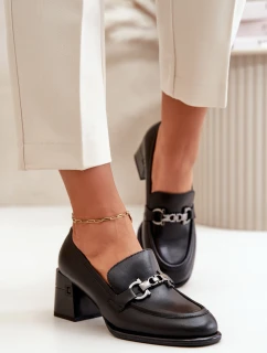 Elegantní Dámské Kožené Polobotky Na Podpatku Černé model 21668909 - VINCEZA