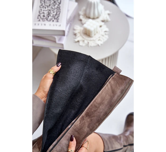 Zazoo 70141 Kožené dámské kozačky nad kolena hnědé Zazoo 70141 Kožené dámské kozačky nad kolena hnědé