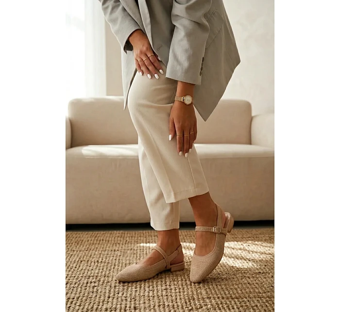 Materiálové baleríny dámské Béžové S Páskem Selrene