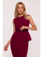 S427 Peplum šaty - bordó S427 Peplum šaty - bordó