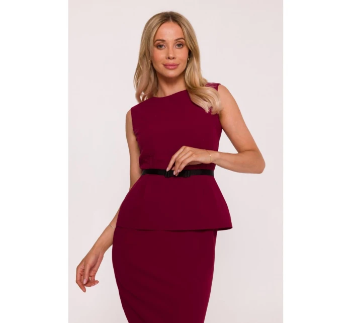 S427 Peplum šaty - bordó S427 Peplum šaty - bordó