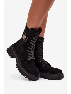 Dámské zateplené workery s ozdobným prvkem Kalindra – černé