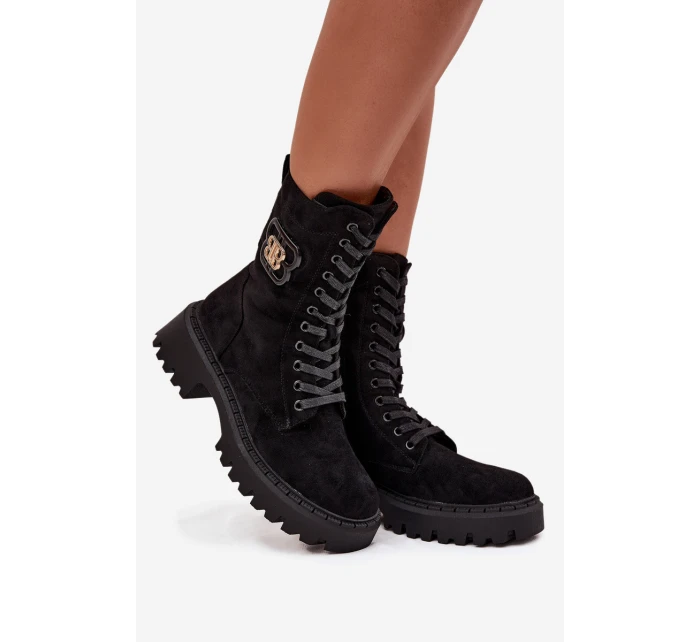 Dámské zateplené workery s ozdobným prvkem Kalindra – černé Dámské zateplené workery s ozdobným prvkem Kalindra – černé