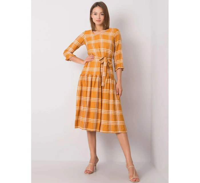 Dámské šaty model 18909747 tmavě žlutá Lakerta - FPrice Dámské šaty model 18909747 tmavě žlutá Lakerta - FPrice